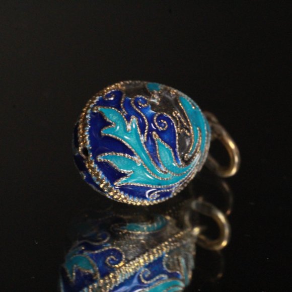 ATQ ART NOUVEAU KOKOSHNIK STERLING SILVER BLUE HUES CLOISONNE RUSSIAN EGG CHARM - Picture 4 of 7